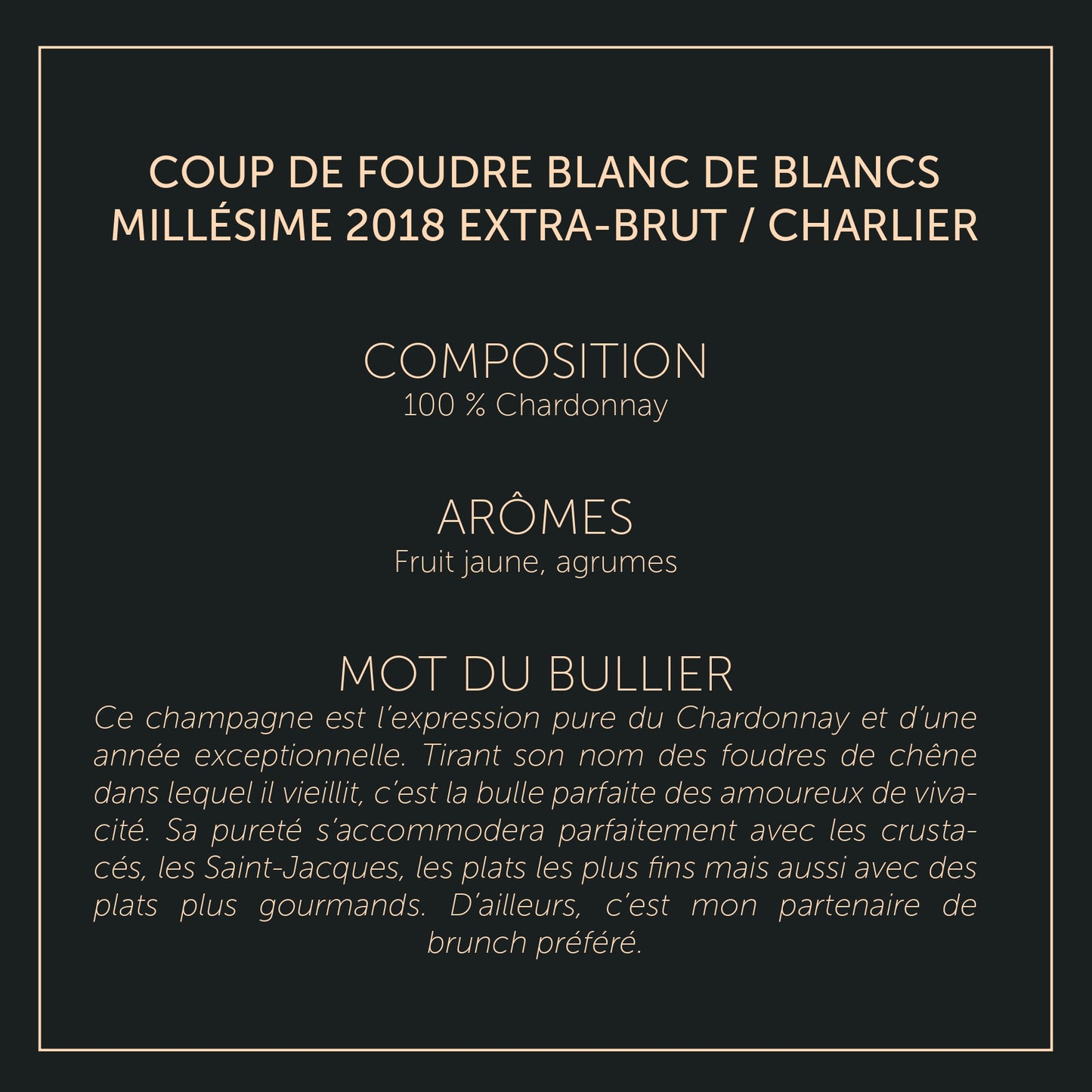 Coup de Foudre Blanc de Blancs Millésime 2018 - Charlier - Extra Brut